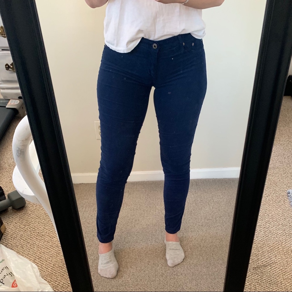 Blue corduroy super skinny pants